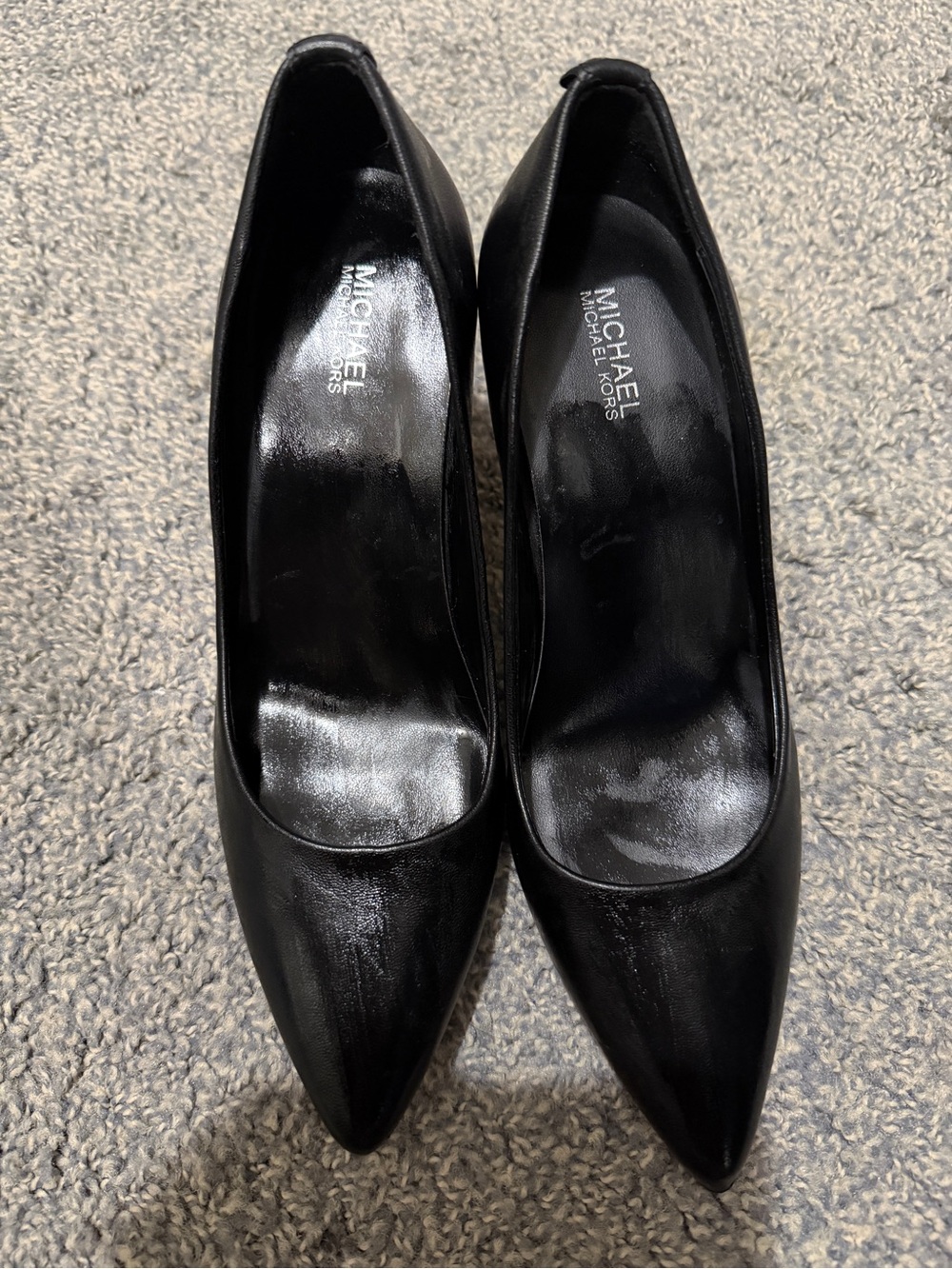 Michael Kors Black Pointed-Toe Leather Pumps